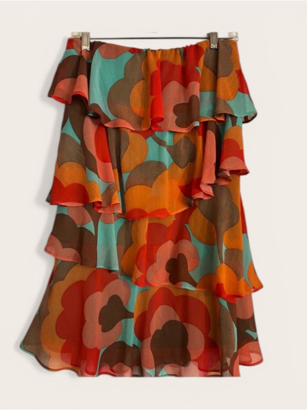 Judith March Strapless Dress - Orange, Teal, Brown